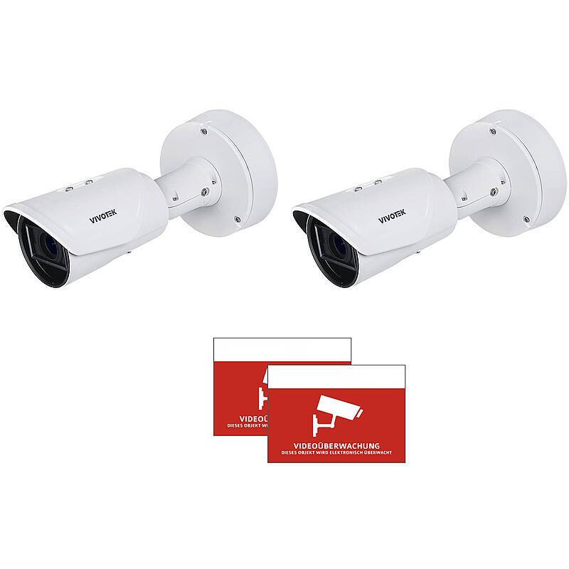 2x VIVOTEK IB9365-EHTV-v2 IP-Kamera + Aufkleber, Set-Inhalt:2x Aufkleber, 2x Bullet Kamera | 1080pBULLET KAMERA SET | B