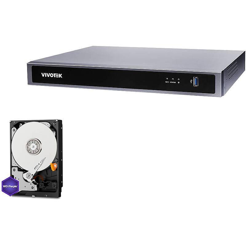 VIVOTEK SET NVR 4K 8-Kanal AI + 1x 4TB HDD, Set-Inhalt:NVR Rekorder, 4 TB Festplatte | NVR-REKORDER + FESTPLATTE SET(4K