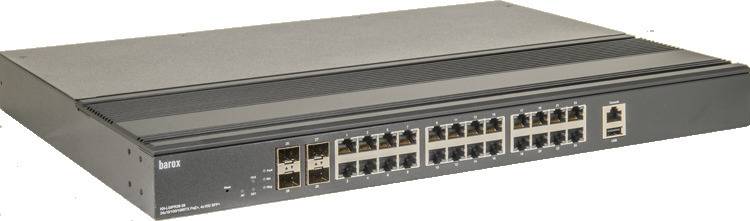 Barox barox KN-LGIPR38-28AD, 19" Industrie Switch mit Management, 24X10/100/1000TX, RJ45, 4x1/10G SFP+, 4SFP+, 24xP