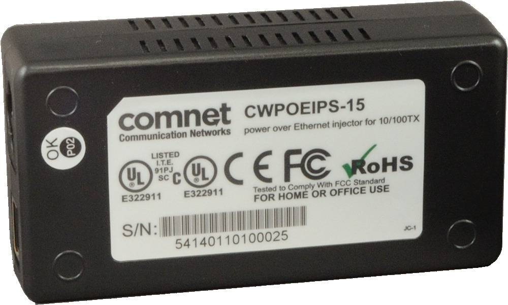Vanderbilt CWPOEIPS-15, POE MIDSPAN INJ 802.3AF 100-240VAC INPUT