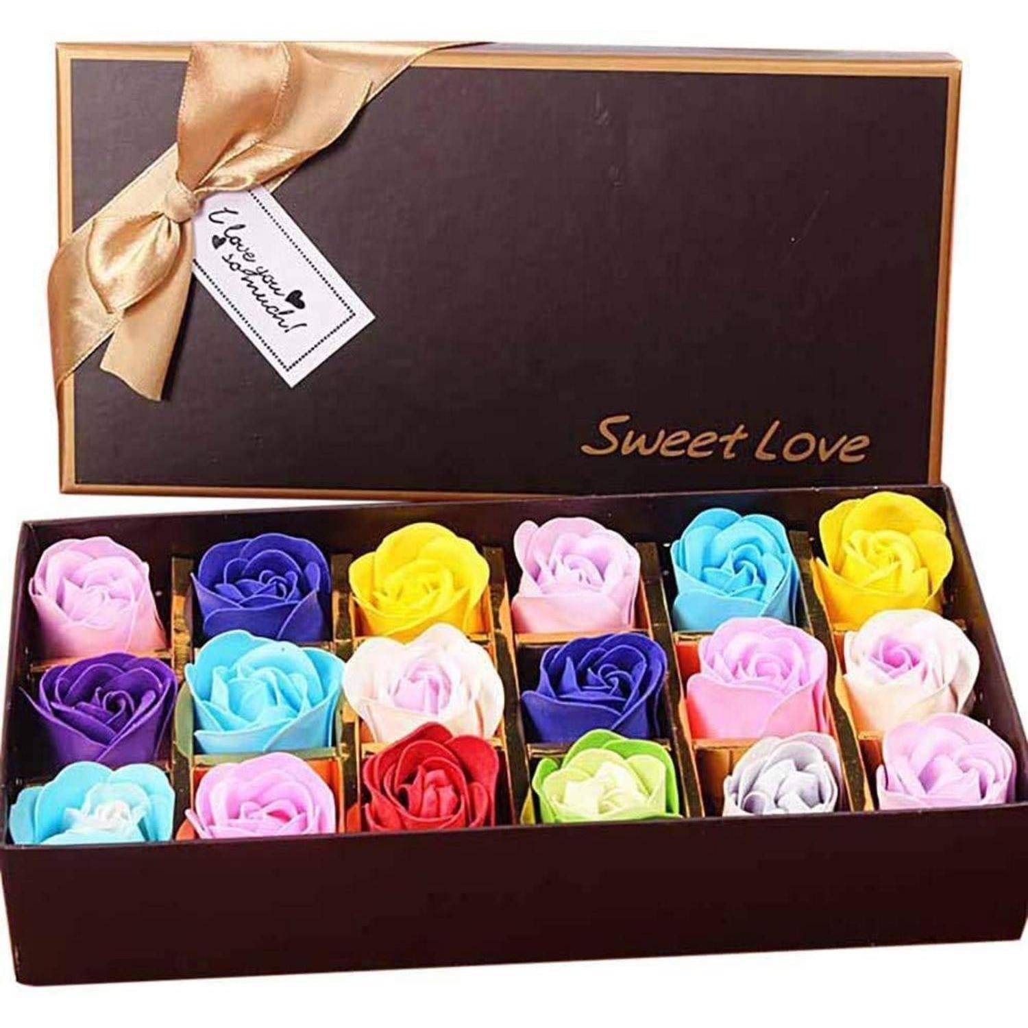 Seife Rosen Blumen Geschenkbox Duft Farbverlauf Form 18 Multi Farben