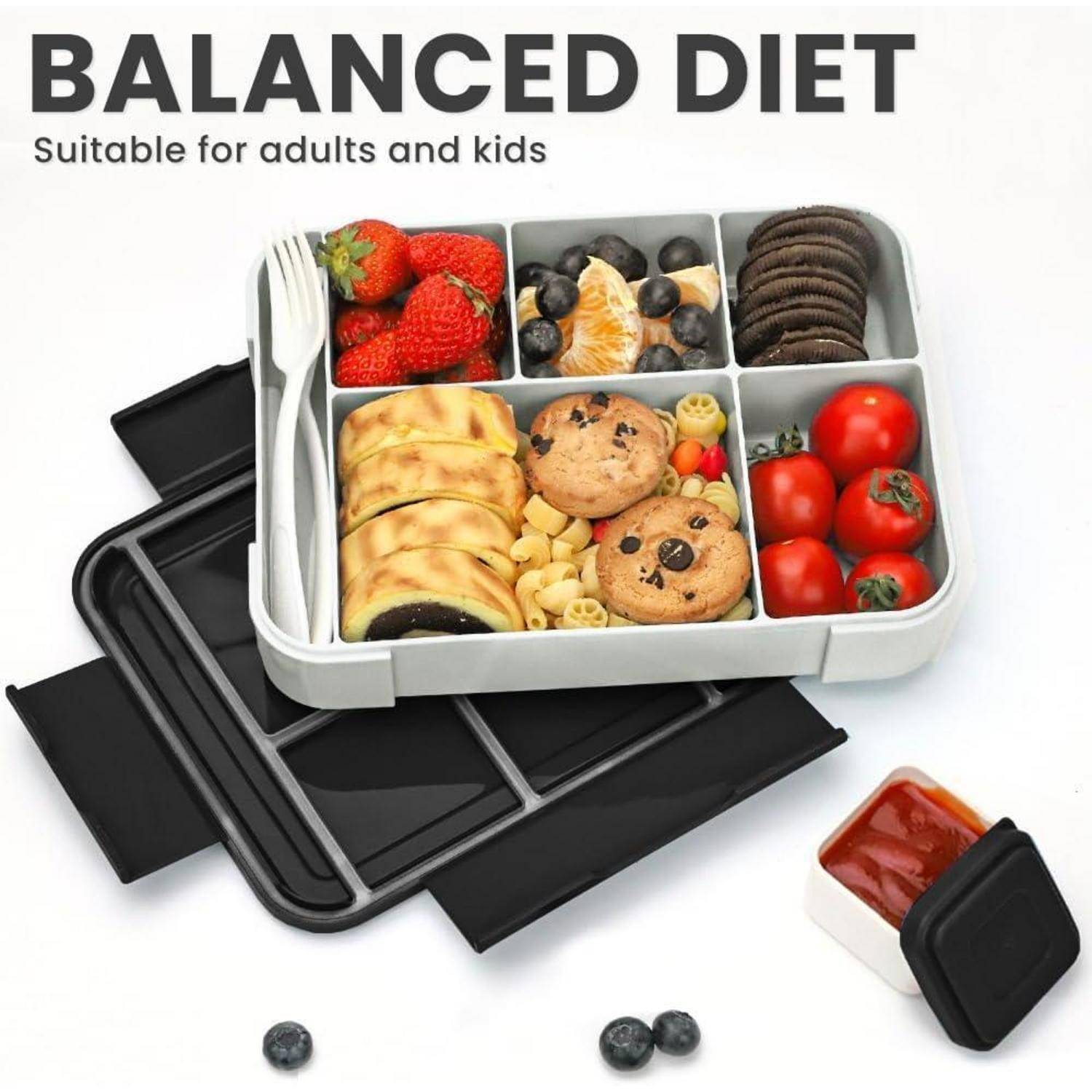 Brotdose Kinder mit Fächern 1330ML Lunchbox Auslaufsicher 6 Fächer