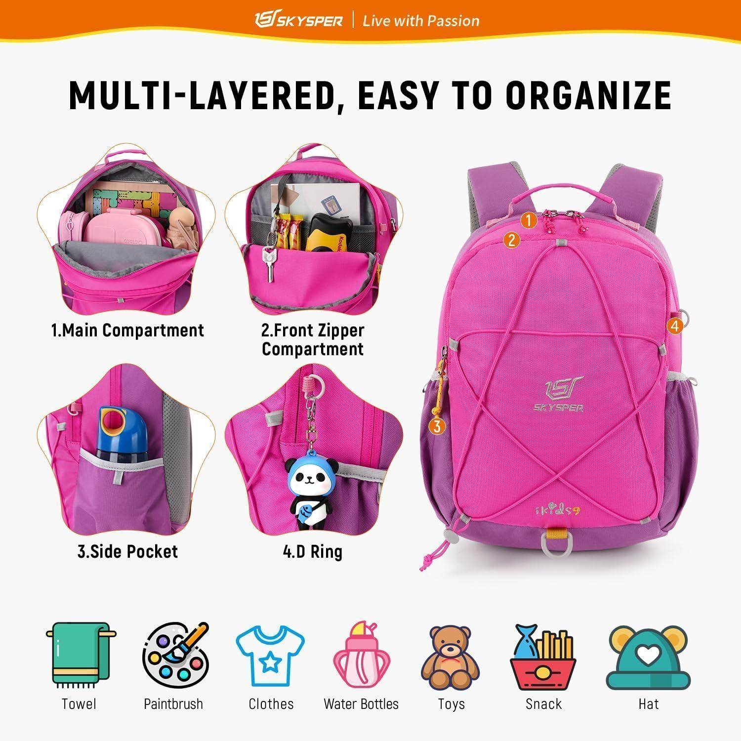 Kinderrucksack 9L Wanderrucksack Kinder Brustgurt Mädchen Jungen