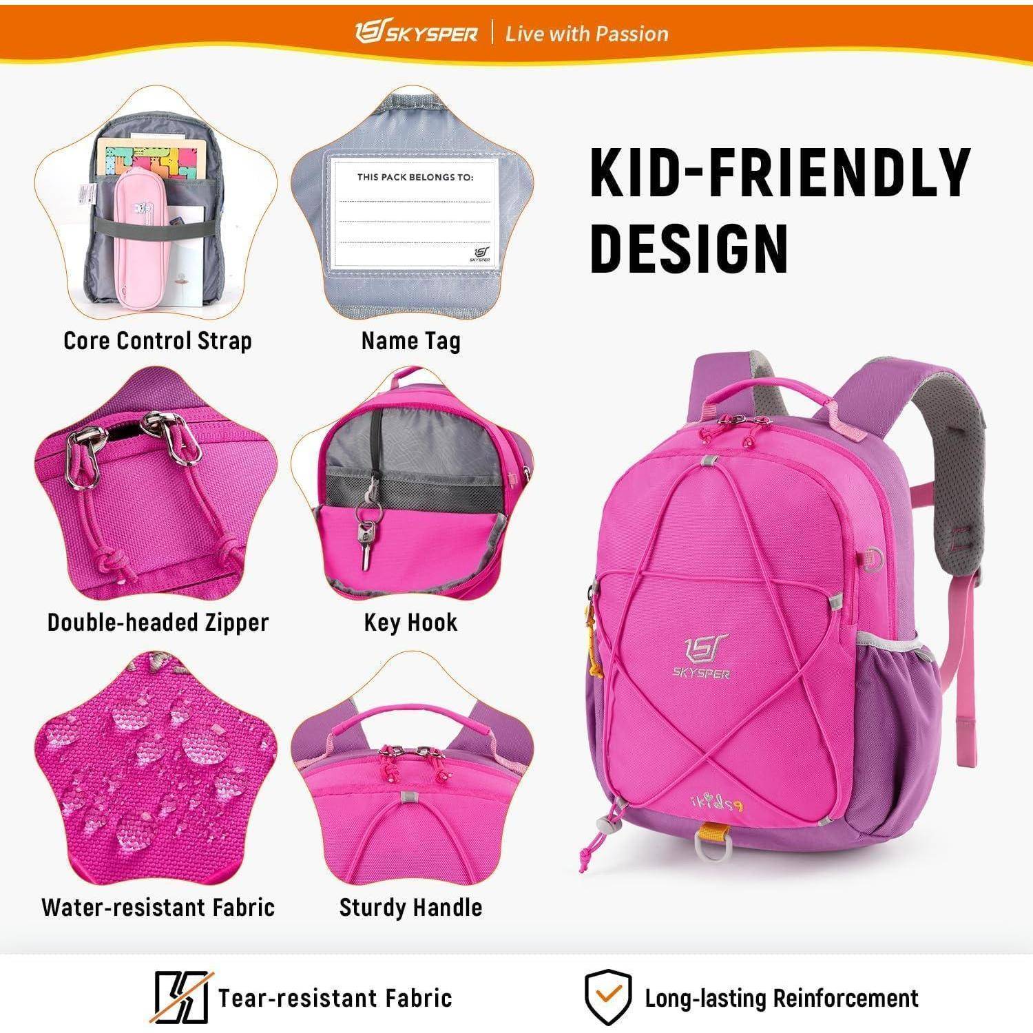 Kinderrucksack 9L Wanderrucksack Brustgurt Jungen Mädchen Ikids9-lila