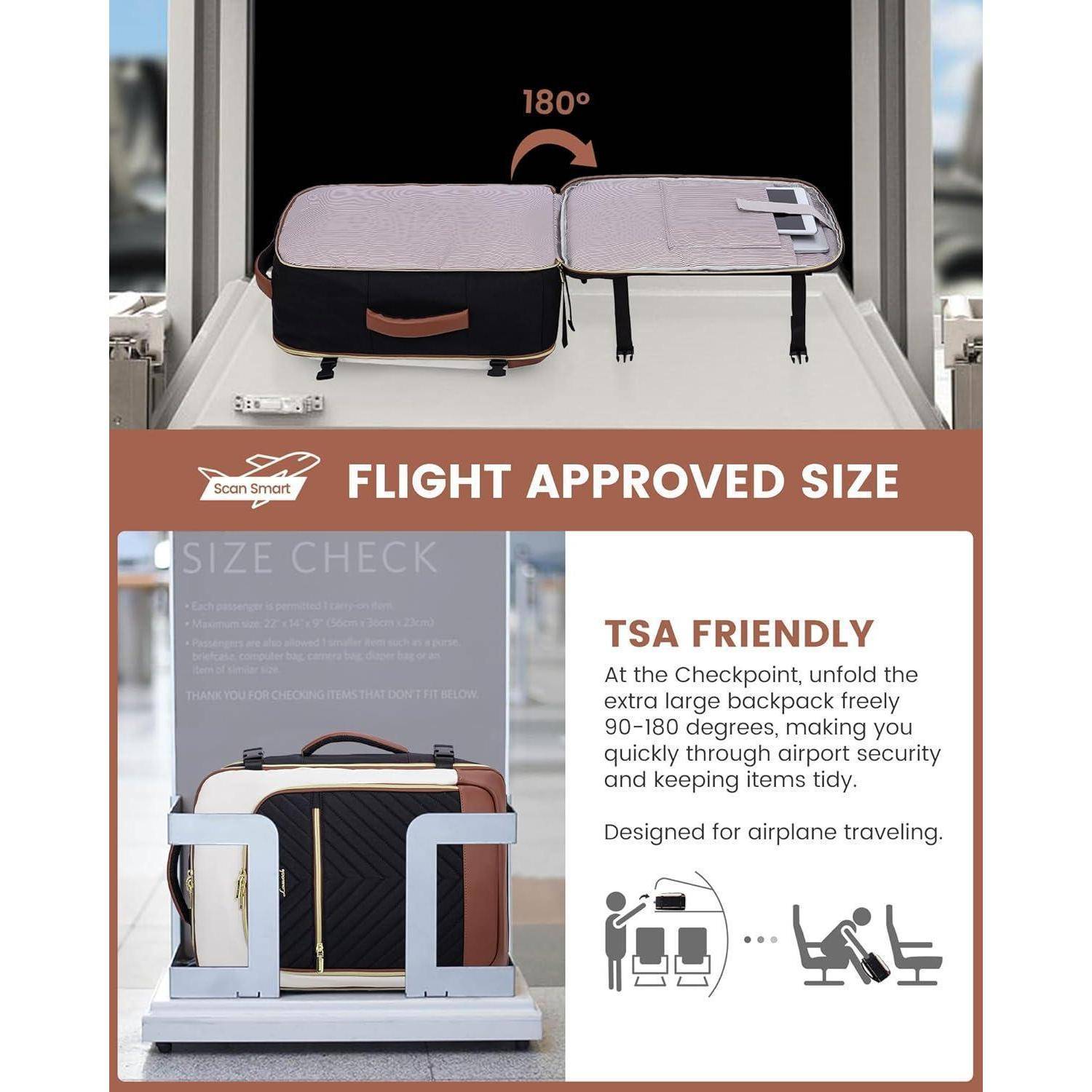 Handgepäck Rucksack Flugzeug 40L Reiserucksack Damen 18 zoll Laptop