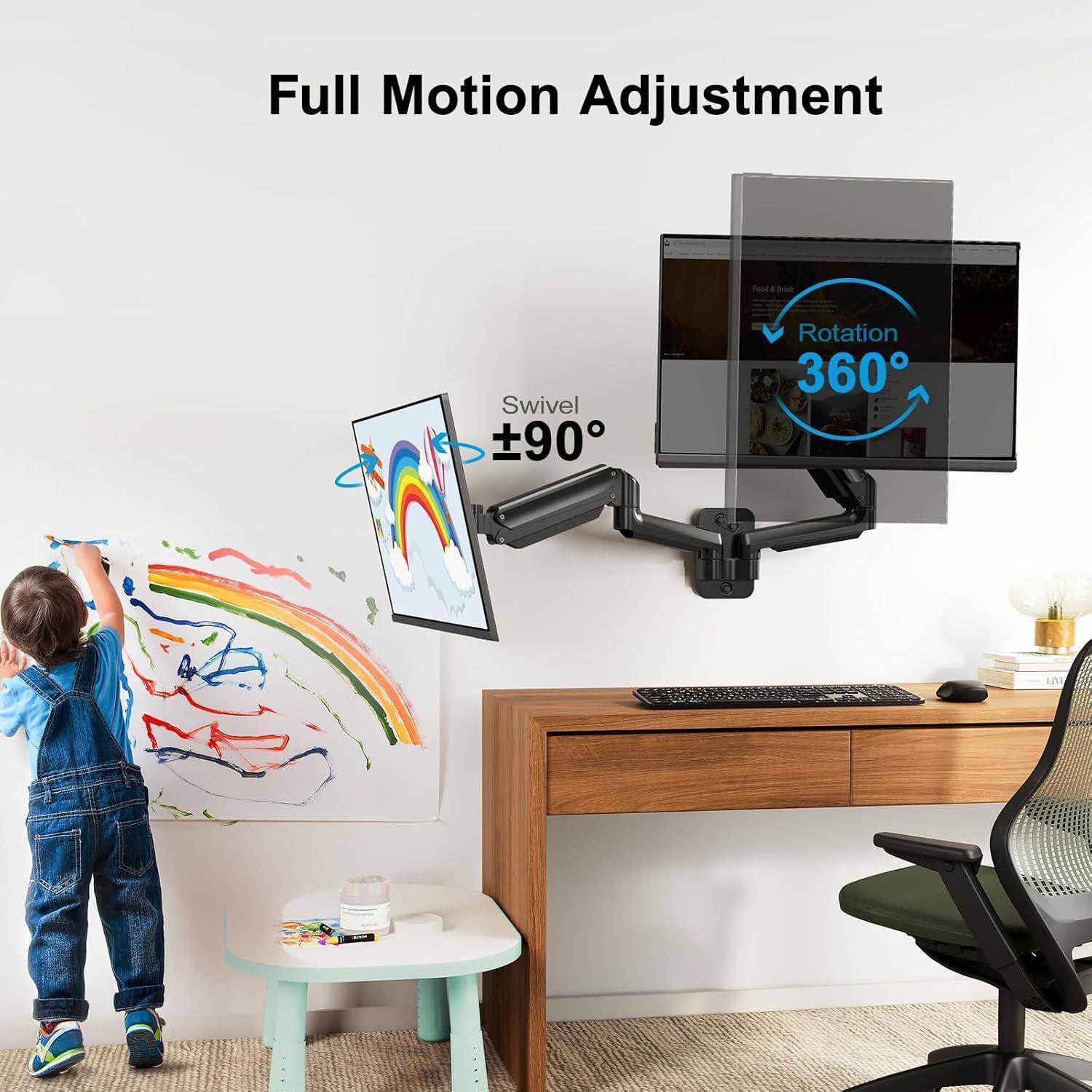 Monitor Wandhalterung für 2 Monitore 17-32 Zoll Gasfederarm