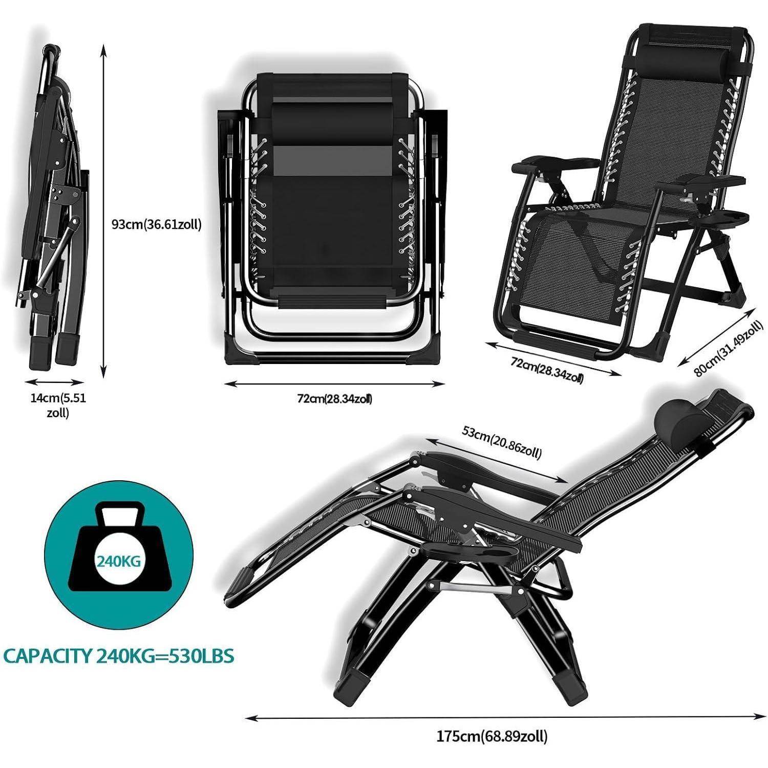 Liegestuhl Klappbar Sonnenliege Gartenliege Ergonomisch 240kg