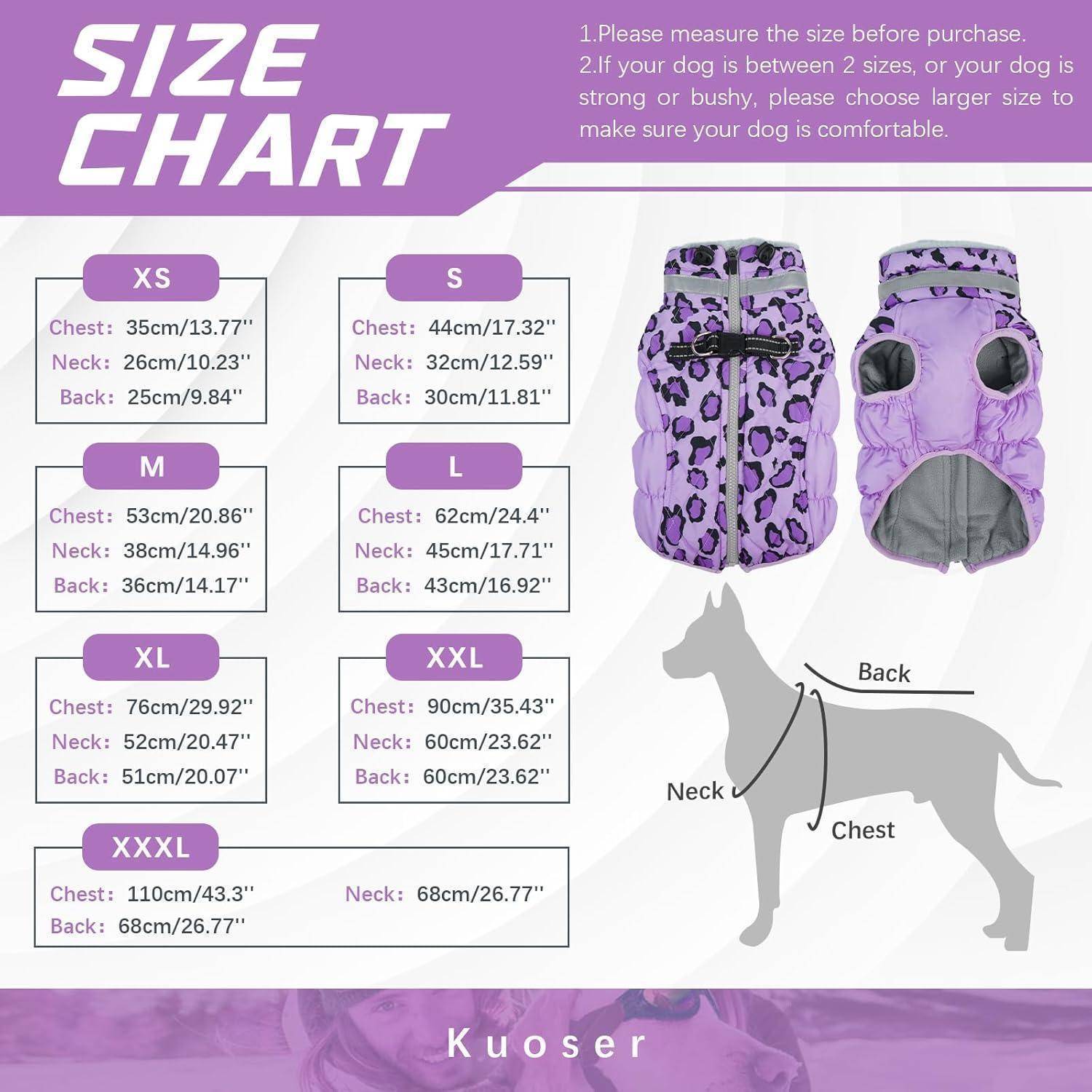 Hundejacke wasserdicht Fleecefutter Reflektoren M Lila Leopard