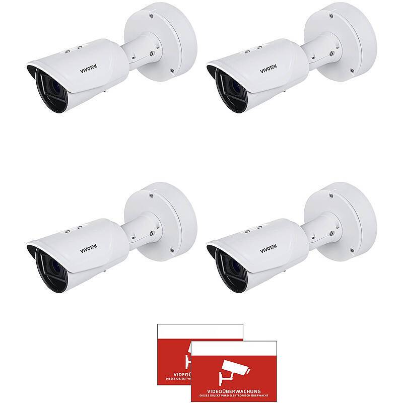 4x VIVOTEK IB9365-EHTV-v2 IP-Kamera + Aufkleber, Set-Inhalt:2x Aufkleber, 4x Bullet Kamera | 1080pBULLET KAMERA SET | B