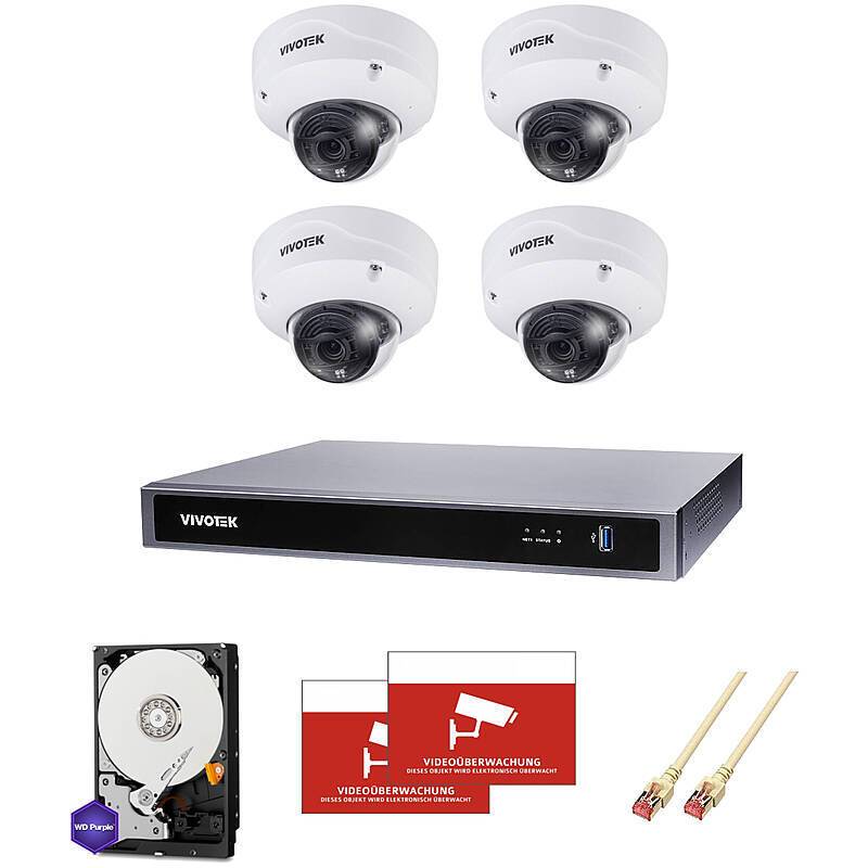 Überwachungskamera-Set 4x Dome 4K Vario + 8-CH NVR, Mit intelligentem Cyberschutz für Ihr Firmennetzwerk: Mehrstufige E