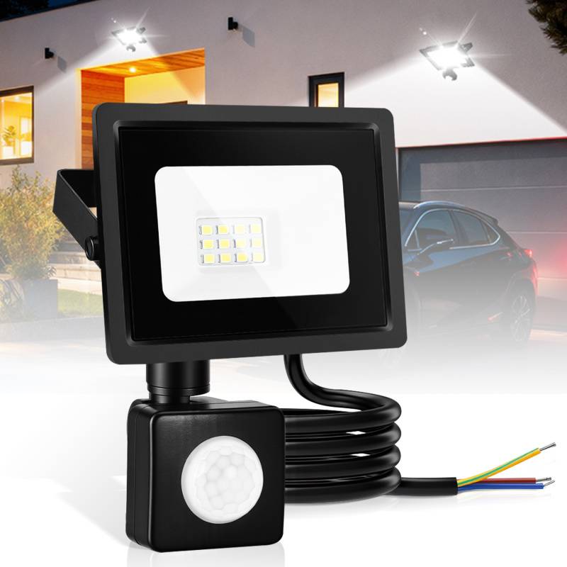 LED Fluter mit Bewegungssensor 4X 10W Außenbeleuchtung Scheinwerfer Strahler Kaltweiß