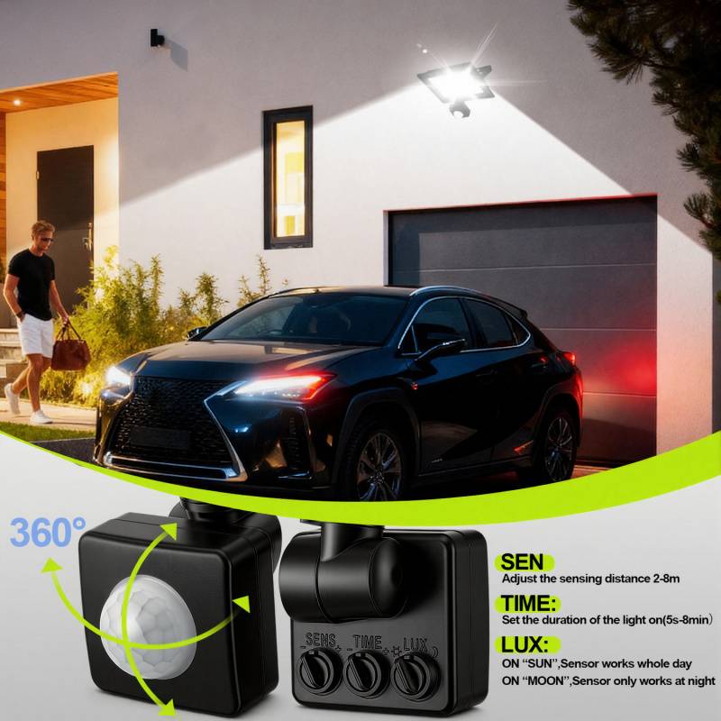 LED Fluter mit Bewegungssensor 4X 100W Außenbeleuchtung Scheinwerfer Strahler Kaltweiß