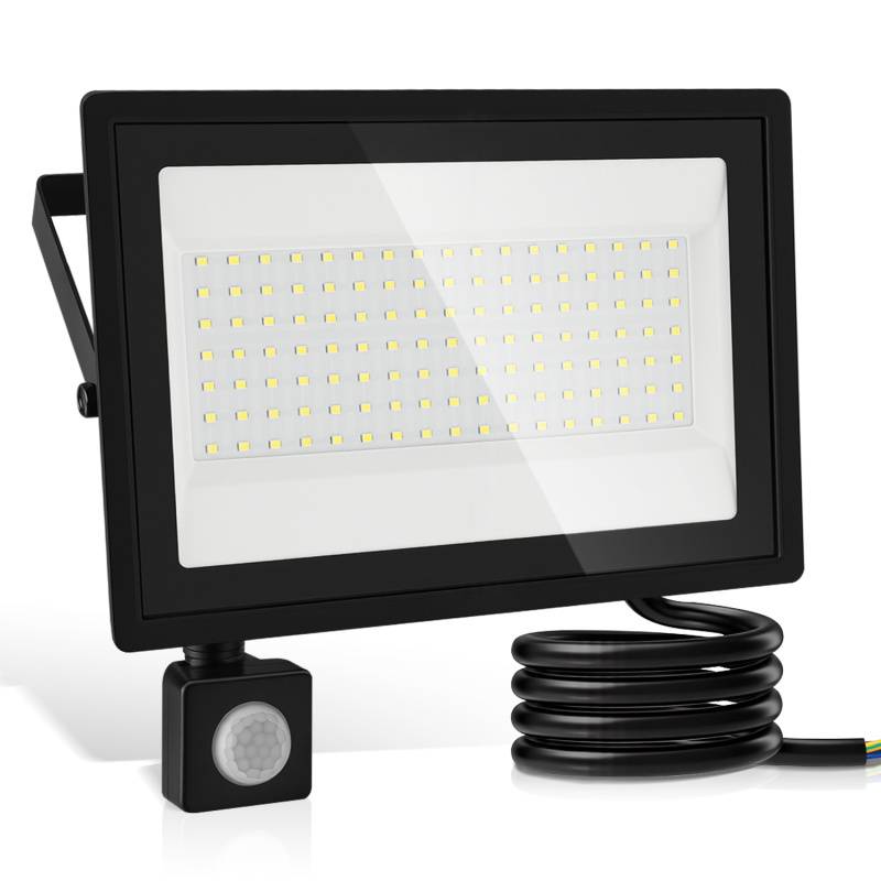LED Strahler mit Bewegungsmelder 100W, IP65 Wasserdicht, Gartenstrahler, 6000K LED Fluter