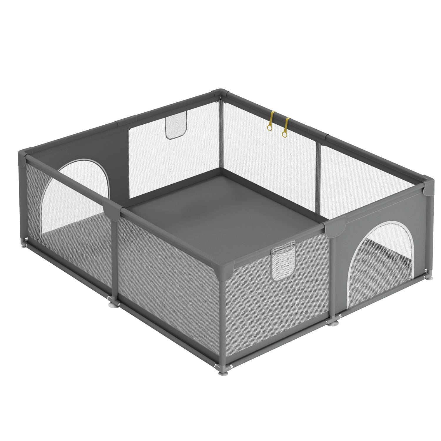 Baby Laufgitter Laufstall Absperrgitter 150x180cm Krabbelgitter mit Rutschfester Basis, atmungsaktivem Netz Sicherheitsspielplatz