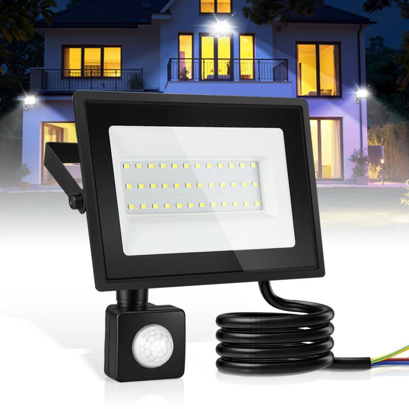 LED Strahler mit Bewegungsmelder 50W, IP65 Wasserdicht, Gartenstrahler, 6000K LED Fluter