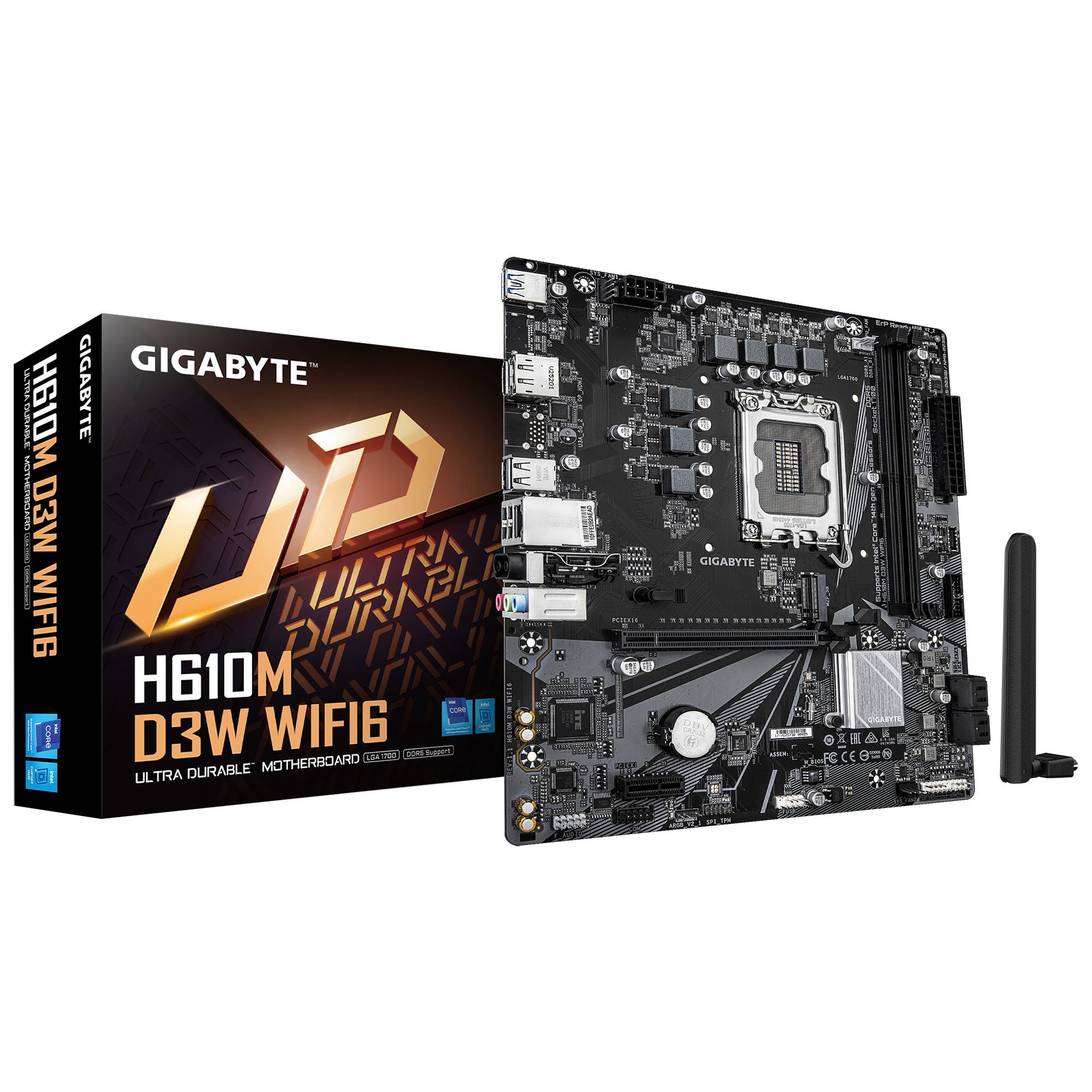 Gigabyte H610M D3W WF6 H610 S1700 mATX DDR5 - Intel Sockel 1700 (Core i) - Micro/Mini/Flex-ATX