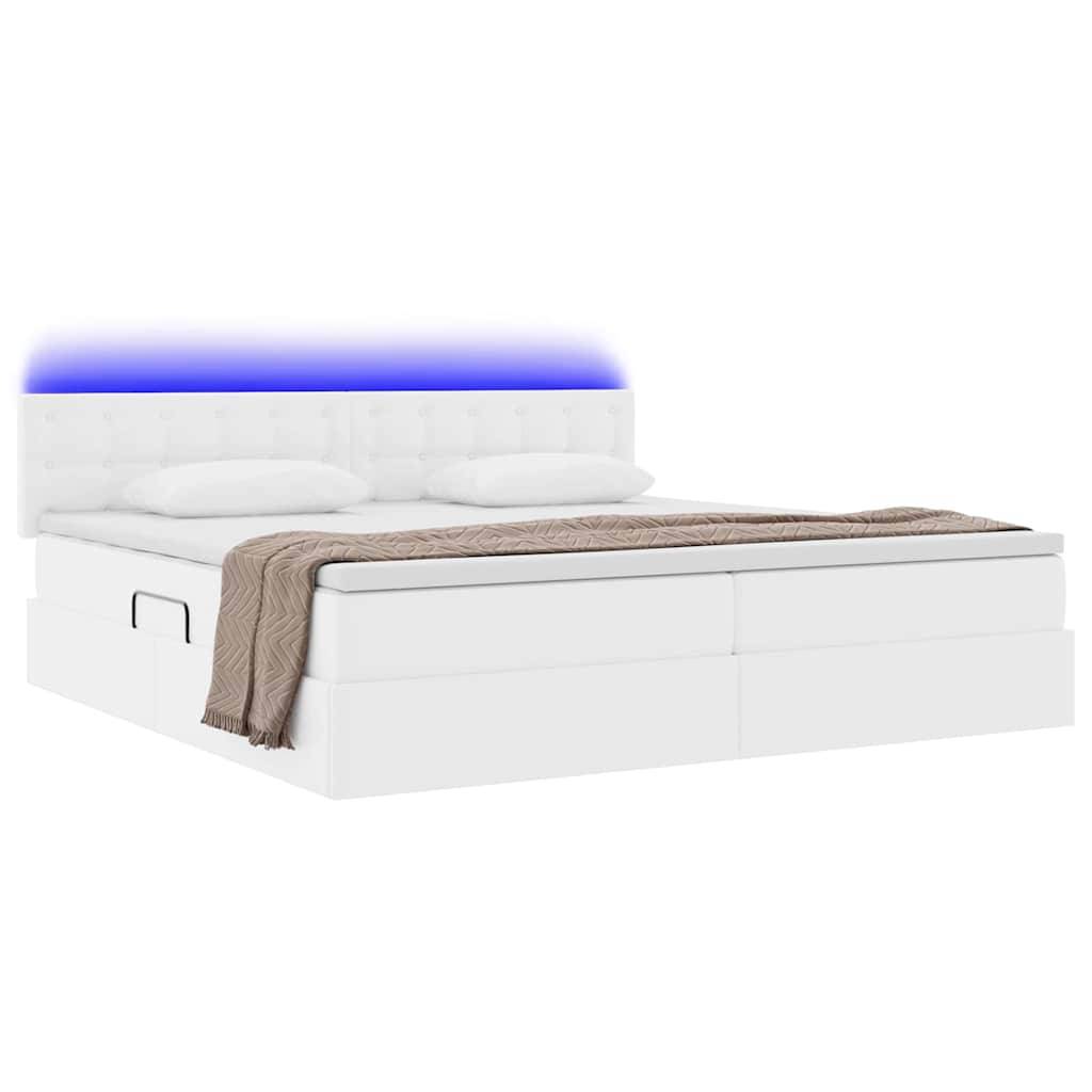 vidaXL Bett mit Stauraum und LED Hellgrau 200 x 200 cm Kunstleder