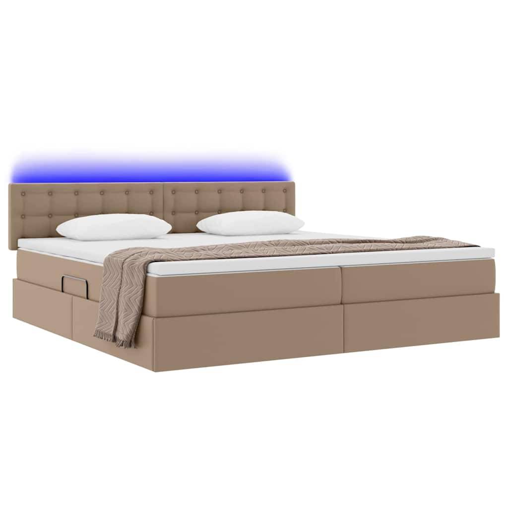 vidaXL Bett mit Stauraum und LED Hellgrau 200 x 200 cm Kunstleder