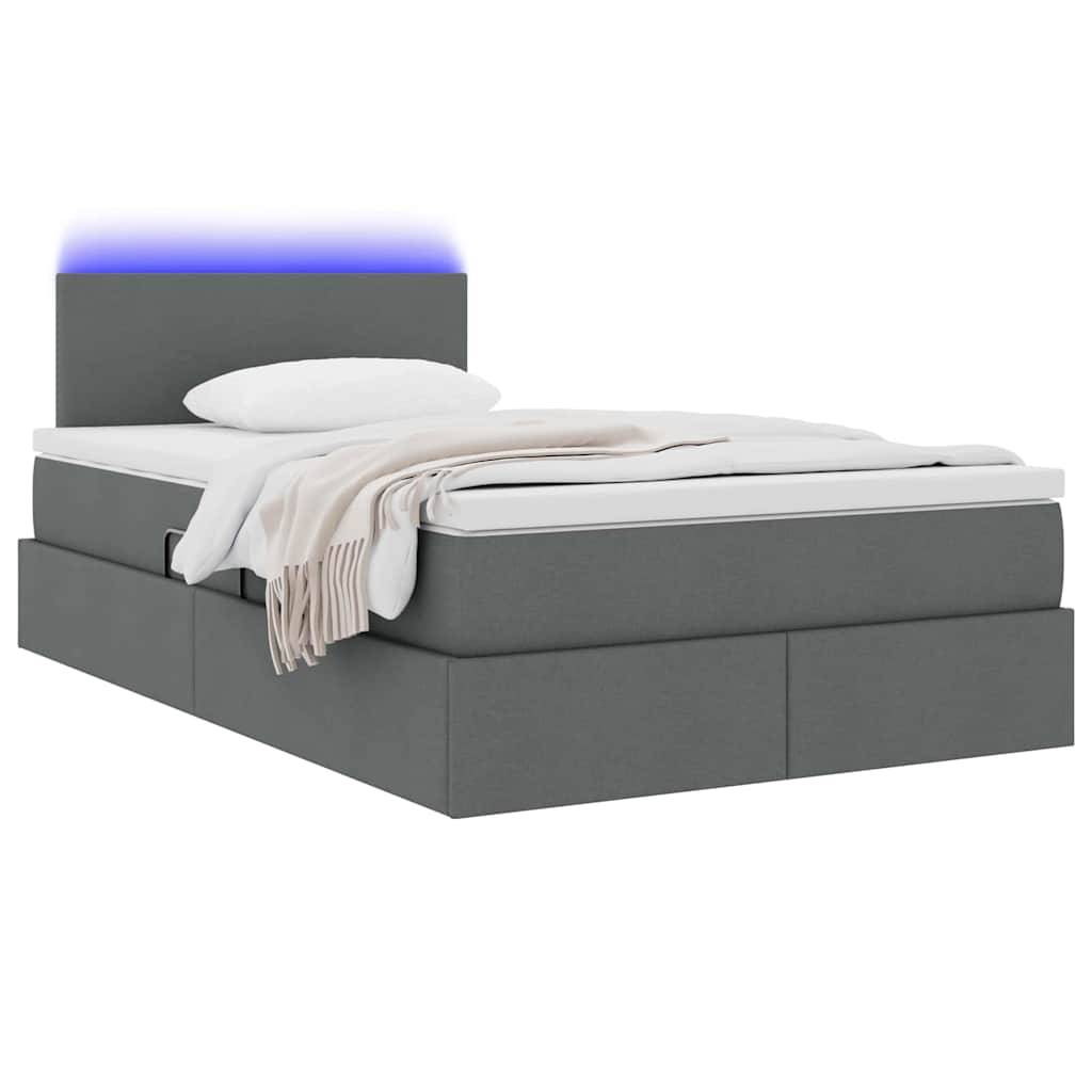vidaXL Bett mit Stauraum und LED mit LED Dunkelgrau 120 x 200 cm Stoff