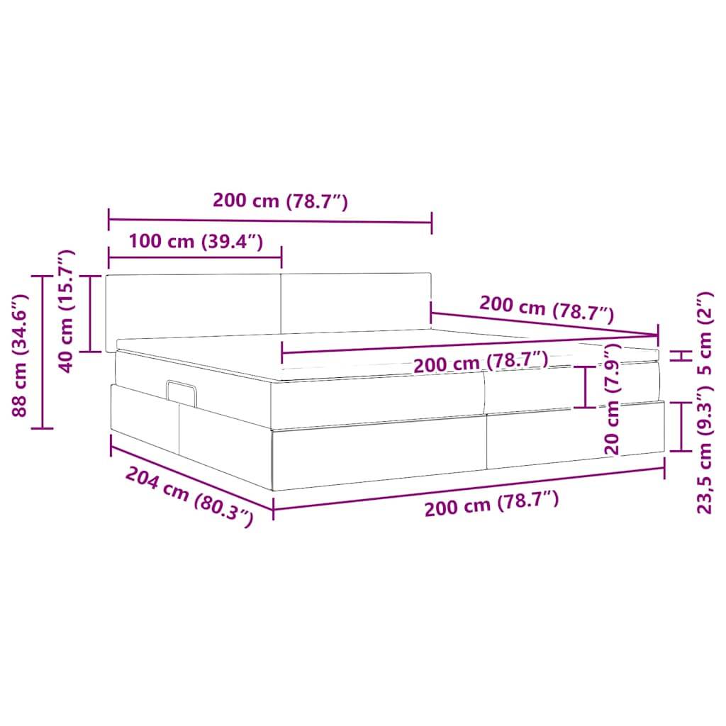 Darstellung der Bettabmessungen: Länge 204 cm (80,3
