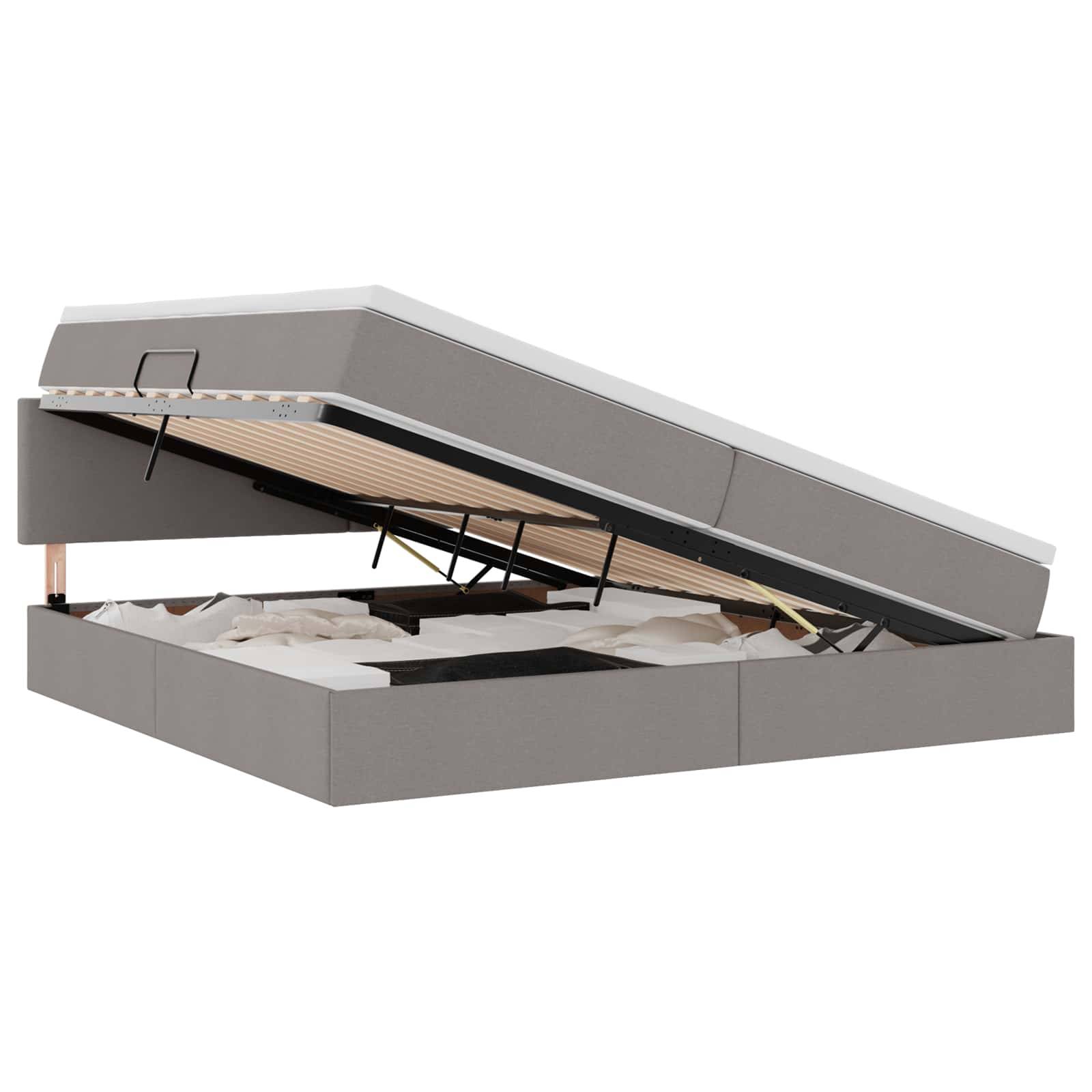vidaXL LED-Speicherbett mit Matratze Taupe 200 x 200 cm Stoff