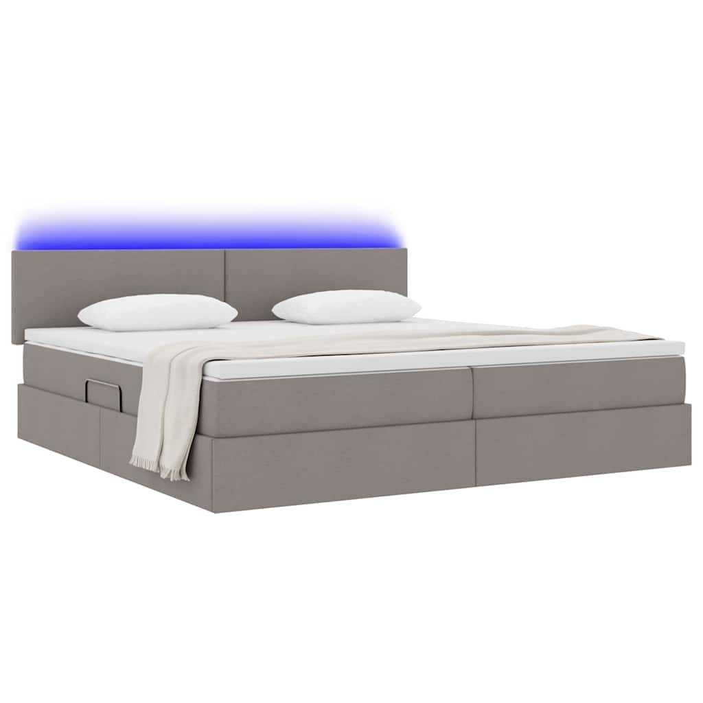 vidaXL LED-Speicherbett mit Matratze Taupe 200 x 200 cm Stoff