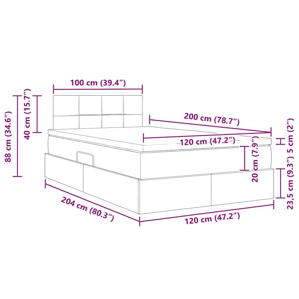 Diagramm zur Darstellung der Bettabmessungen: Breite 100 cm (39,4