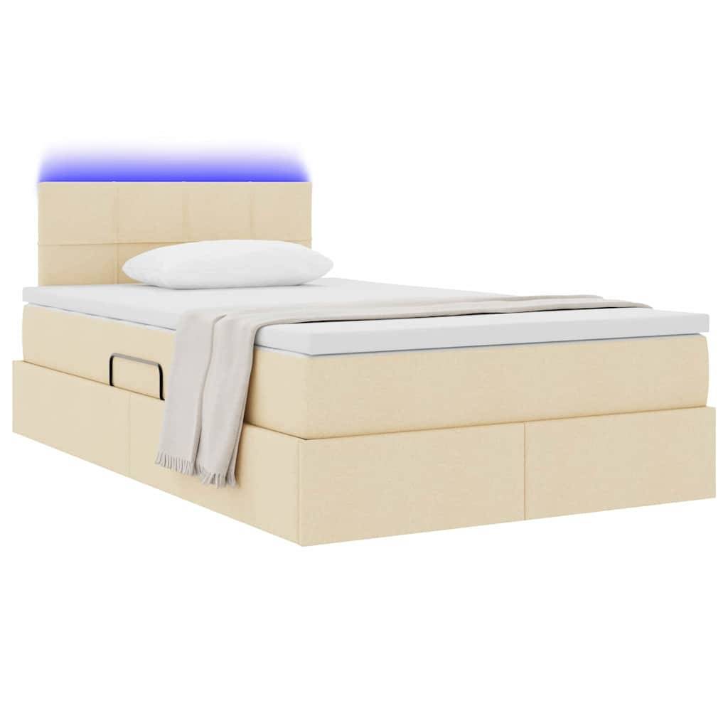 vidaXL LED-Speicherbett mit Matratze Creme 120 x 190 cm Stoff