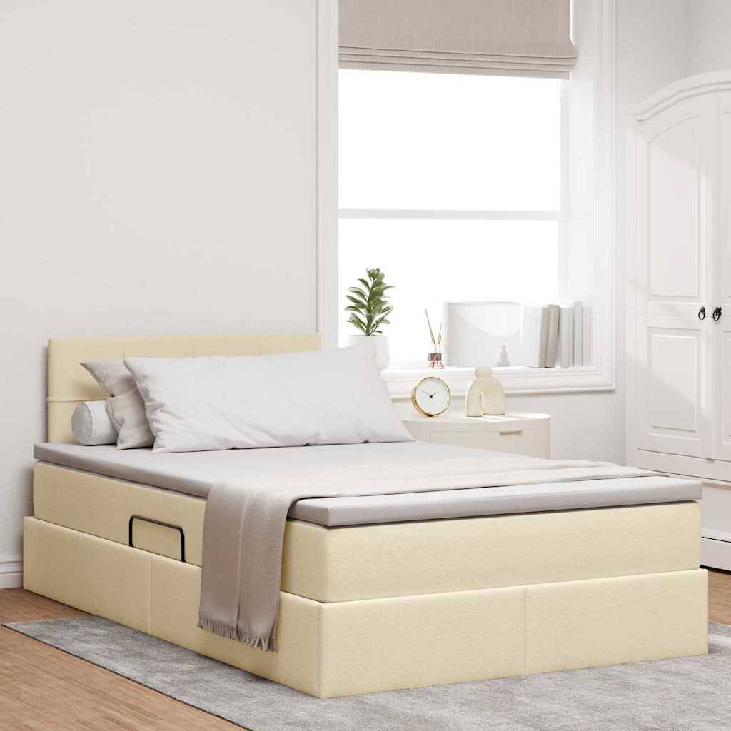 Ein modernes Schlafzimmer verfügt über ein beiges Bett mit grauer Bettwäsche, einem Holznachttisch mit Deko und weißen Schränken, die eine ruhige Atmosphäre schaffen.