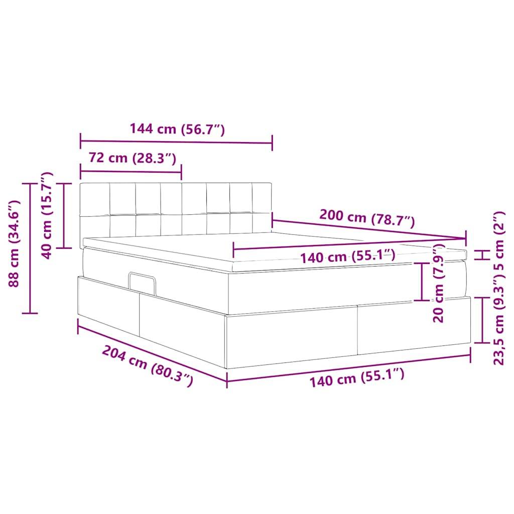 Bettmaße: Breite 144 cm (56,7