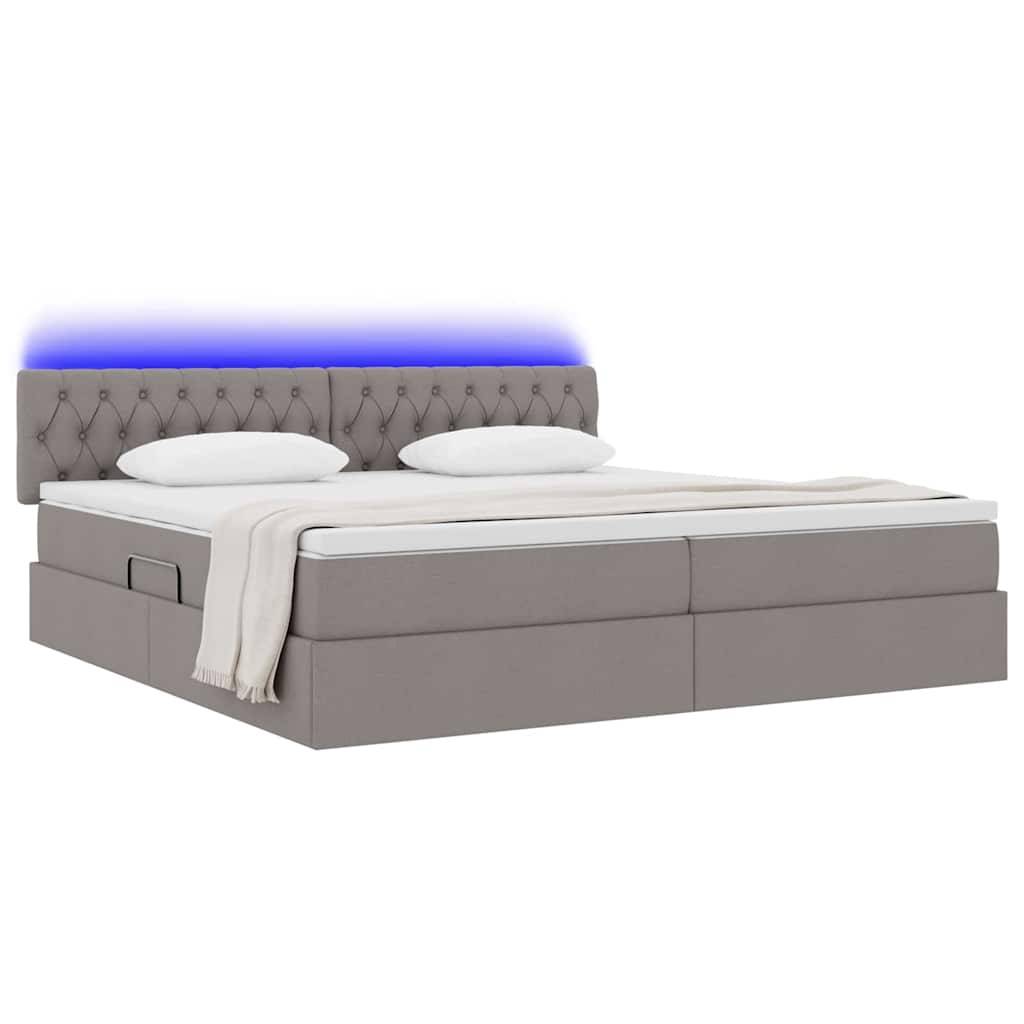 vidaXL LED-Speicherbett mit Matratze Taupe 200 x 200 cm Stoff