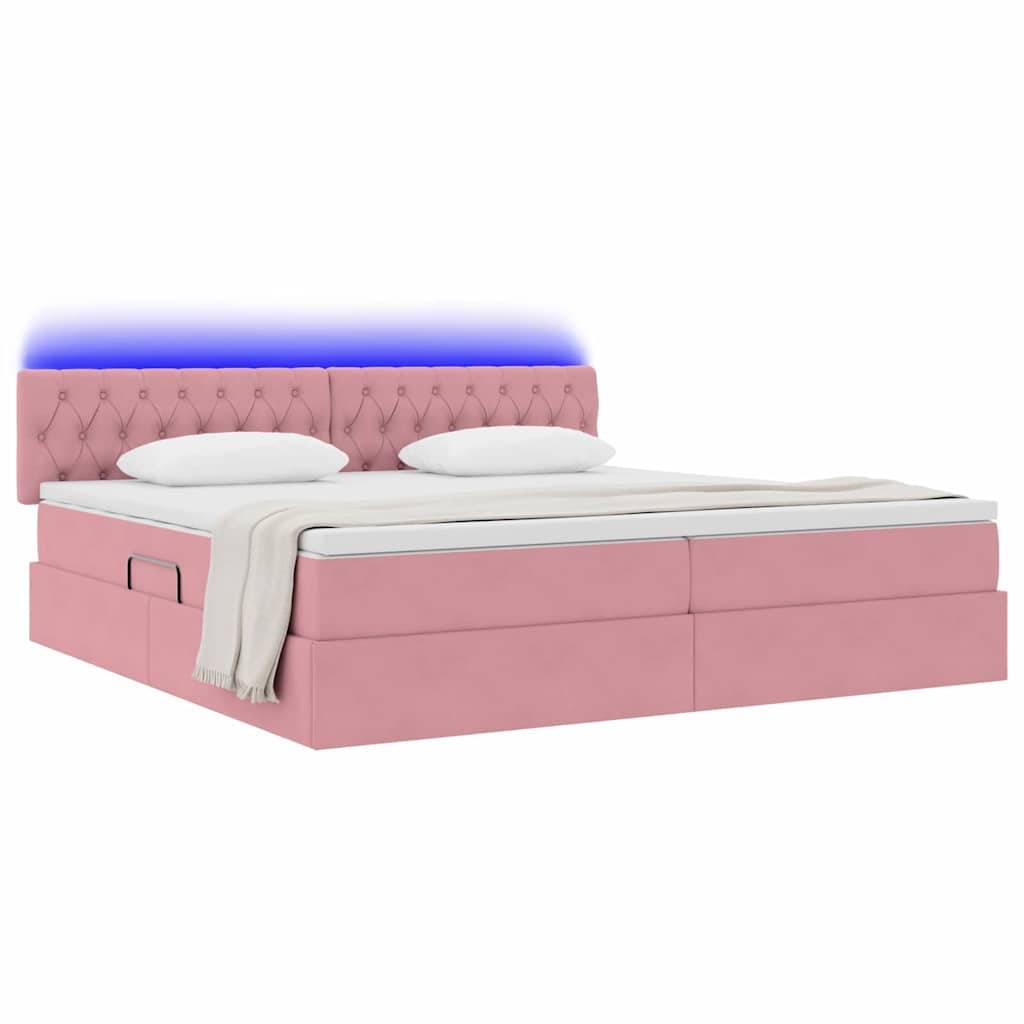 vidaXL LED-Speicherbett mit Matratze Rosa 200 x 200 cm Samt