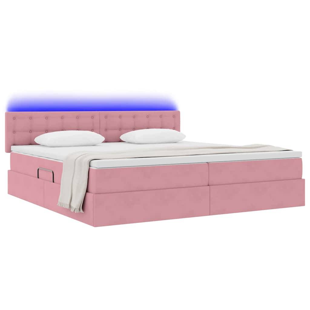 vidaXL LED-Speicherbett mit Matratze Rosa 200 x 200 cm Samt