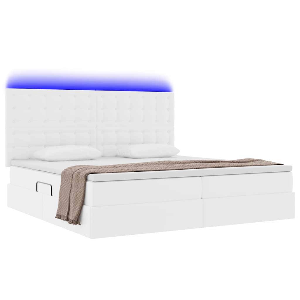 vidaXL Bett mit Stauraum und LED Reinweiß 200 x 200 cm Kunstleder