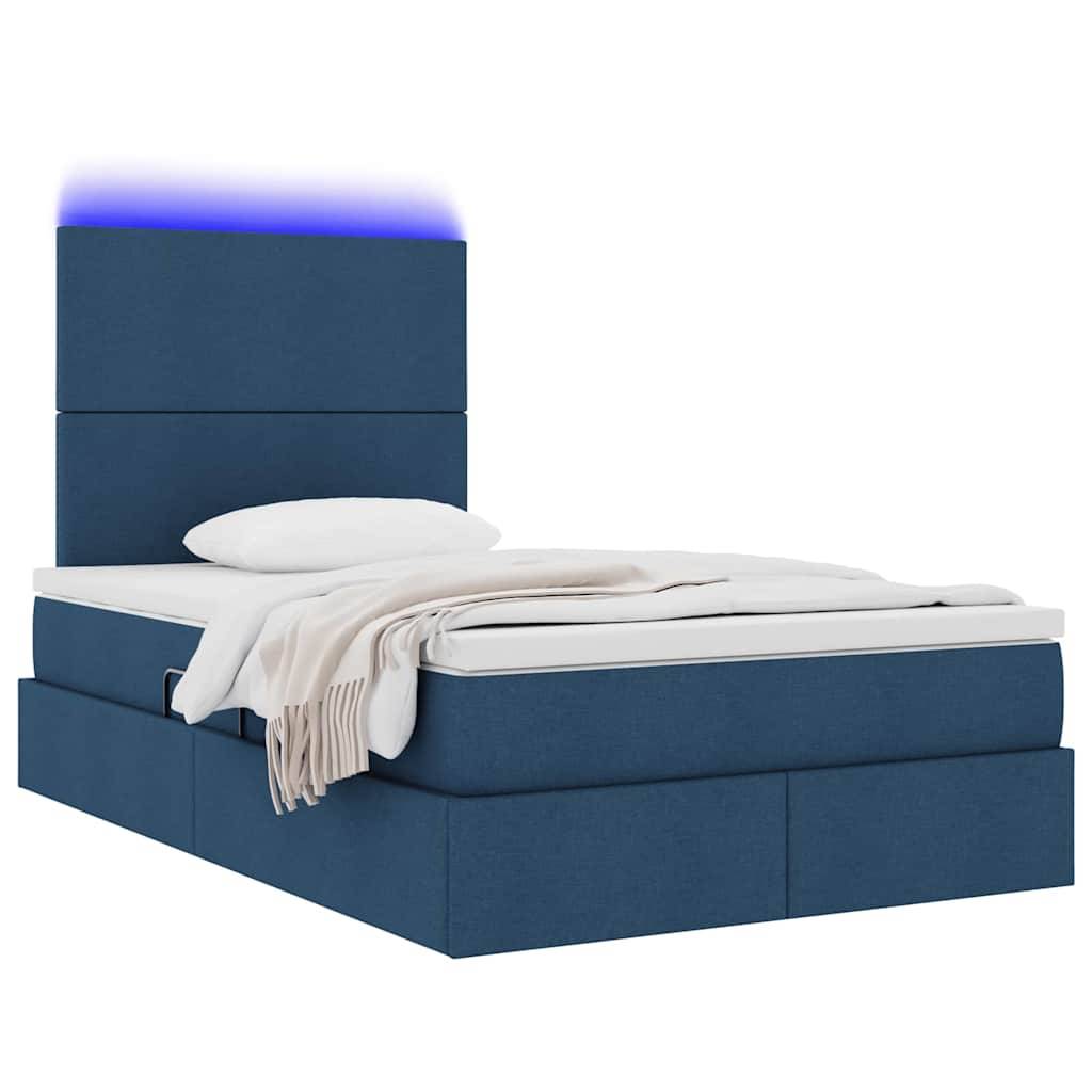 vidaXL Bett mit Stauraum und LED mit LED Blau 120 x 200 cm Polyester