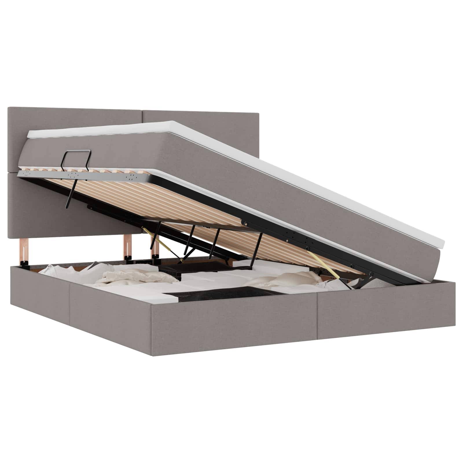vidaXL LED-Speicherbett mit Matratze Taupe 180 x 200 cm Stoff