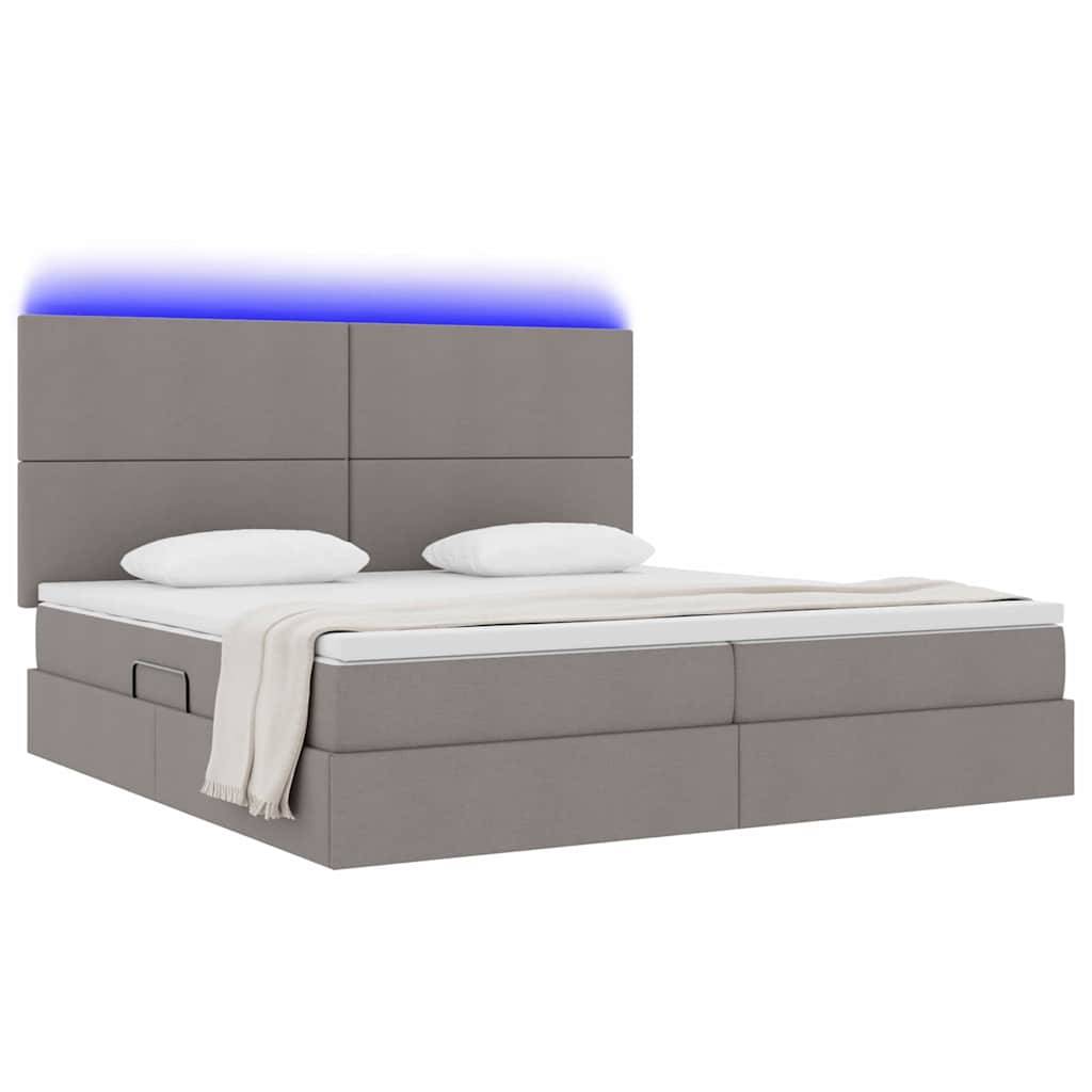 vidaXL LED-Speicherbett mit Matratze Taupe 200 x 200 cm Stoff