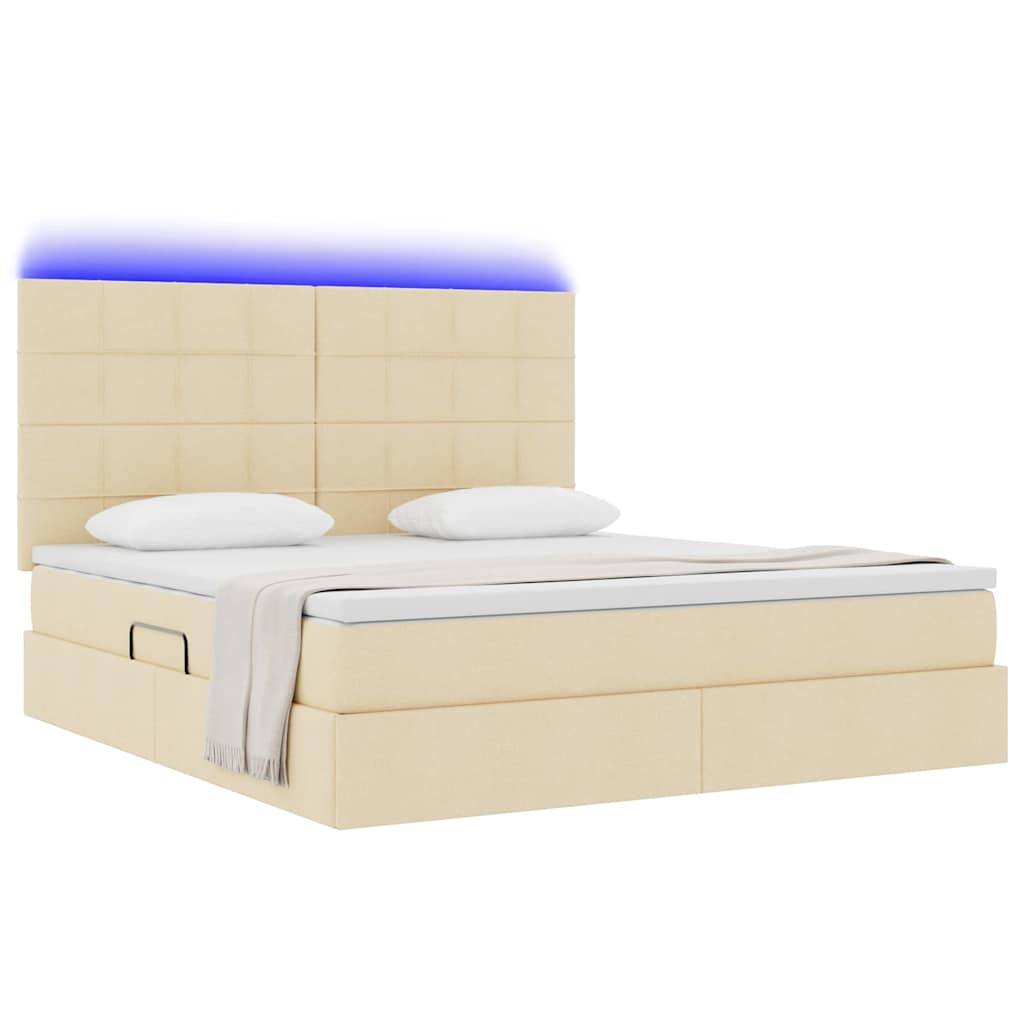 vidaXL LED-Speicherbett mit Matratze Creme 180 x 200 cm Stoff