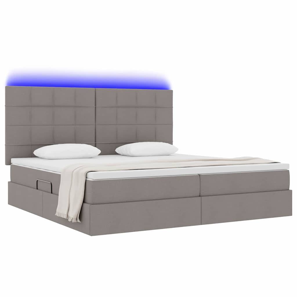 vidaXL LED-Speicherbett mit Matratze Taupe 200 x 200 cm Stoff