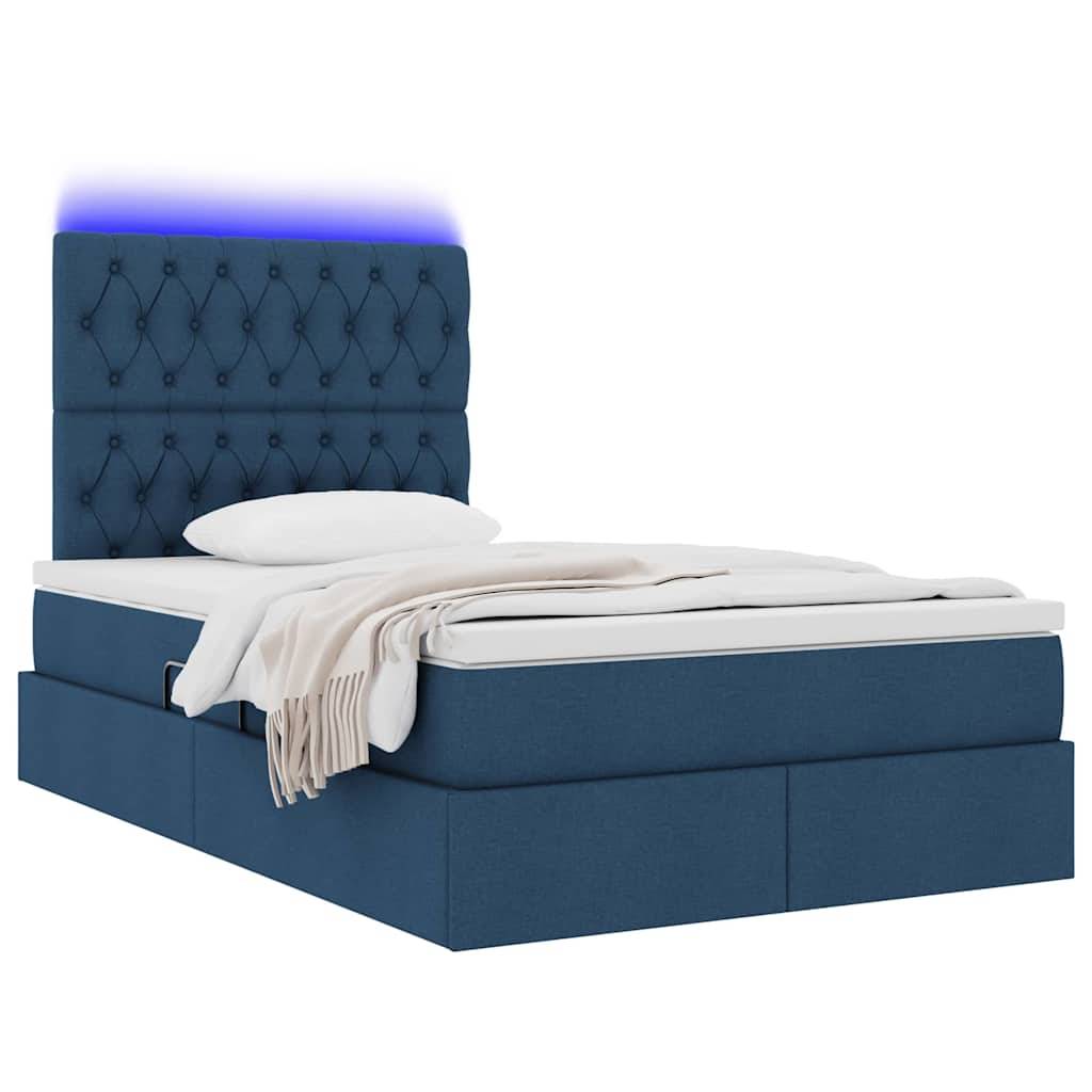 vidaXL LED-Speicherbett mit Matratze Blau 120 x 200 cm Stoff