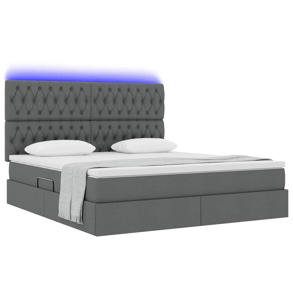 vidaXL LED-Speicherbett mit Matratze Dunkelgrau 160 x 200 cm Stoff