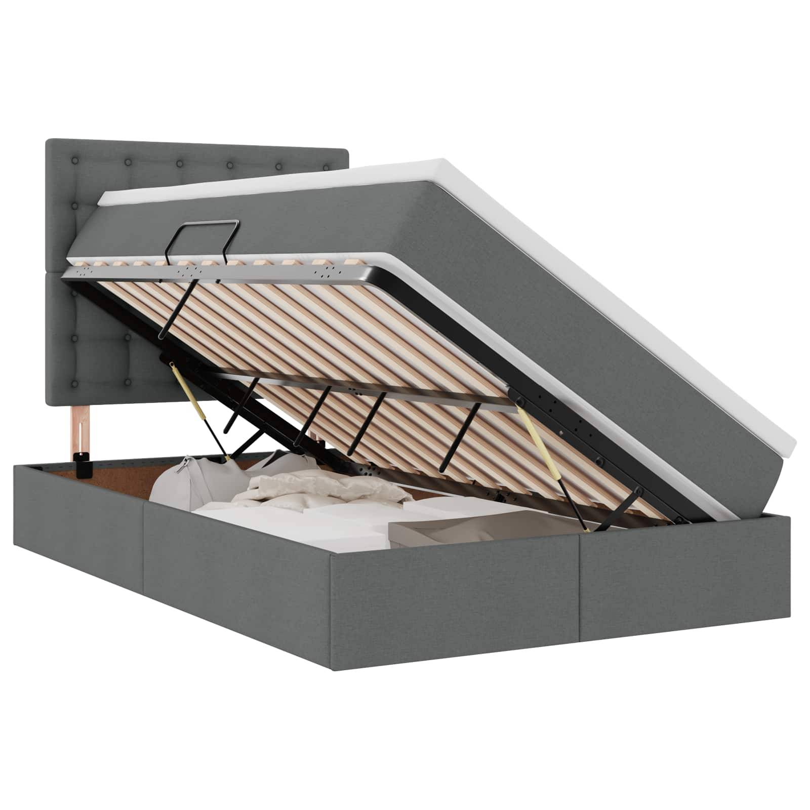 vidaXL LED-Speicherbett mit Matratze Dunkelgrau 120 x 200 cm Stoff