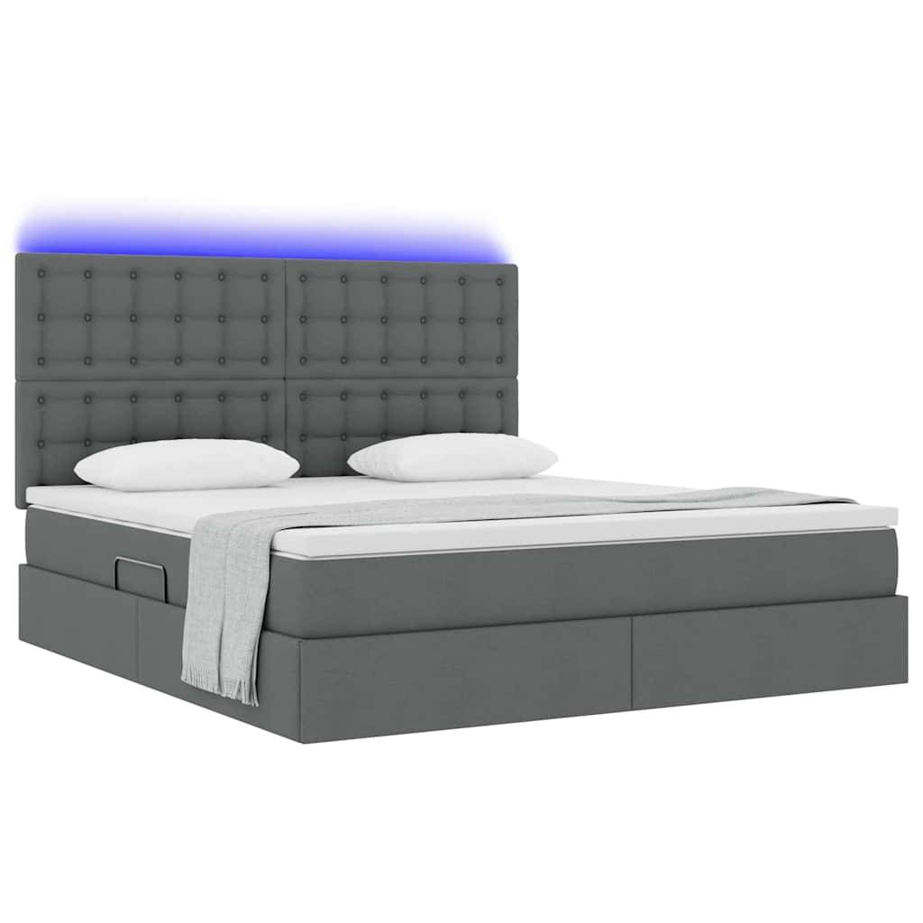 vidaXL LED-Speicherbett mit Matratze Dunkelgrau 180 x 200 cm Stoff