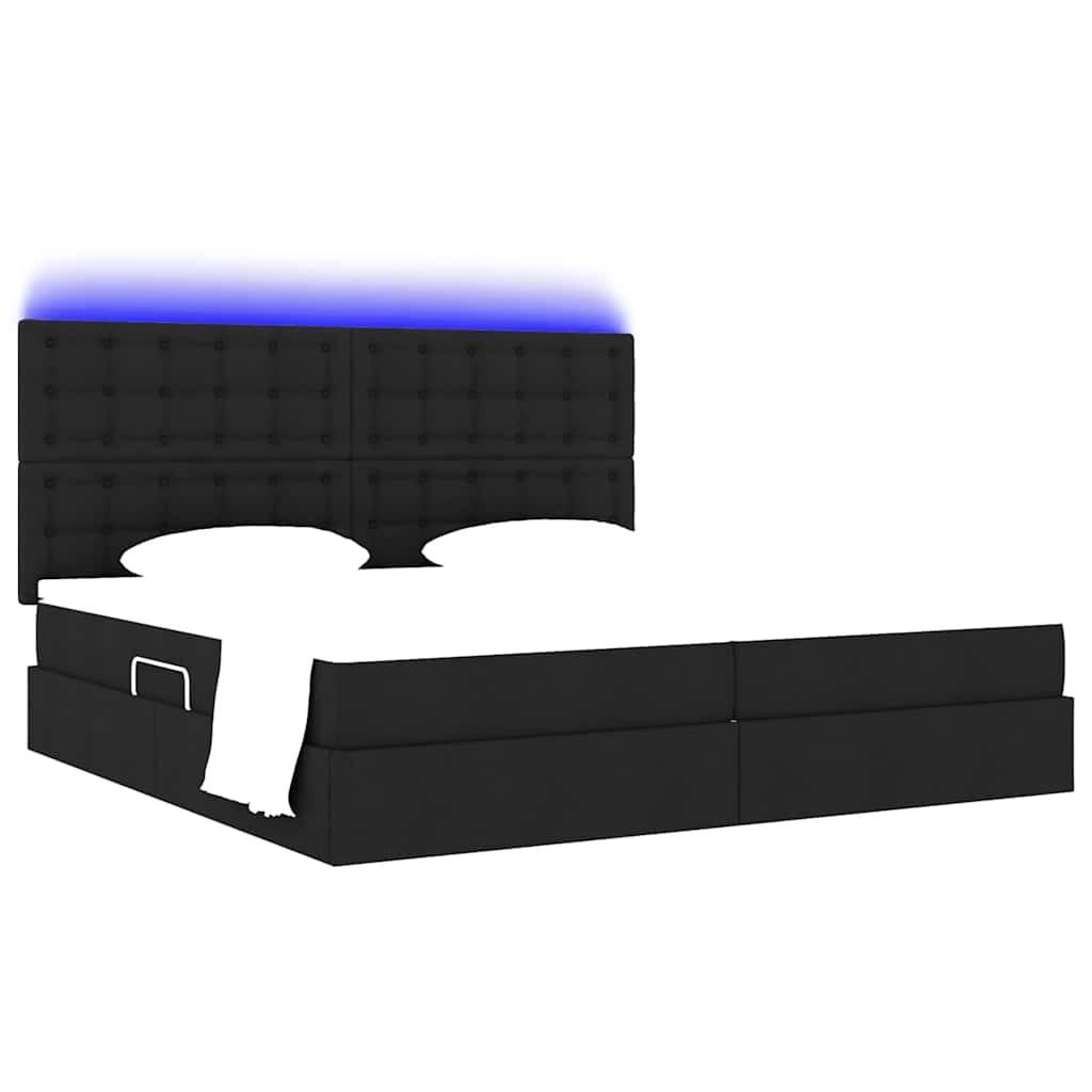vidaXL LED-Speicherbett mit Matratze Schwarz 200 x 200 cm Stoff