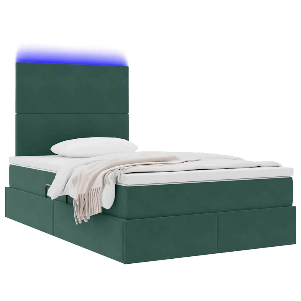 vidaXL Bett mit Stauraum und LED mit LED Dunkelgrün 120 x 200 cm Samt