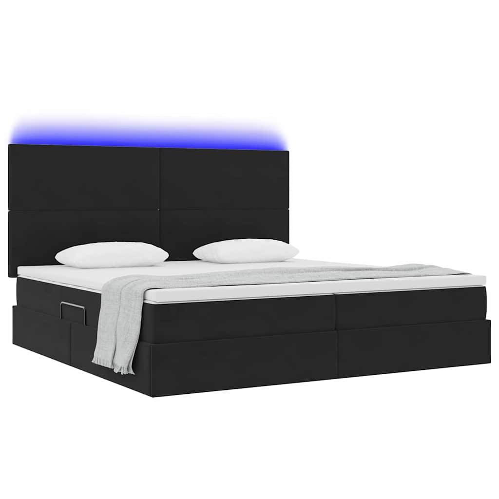 vidaXL LED-Speicherbett mit Matratze Schwarz 200 x 200 cm Samt