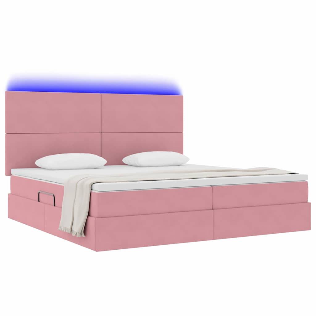 vidaXL LED-Speicherbett mit Matratze Rosa 200 x 200 cm Samt