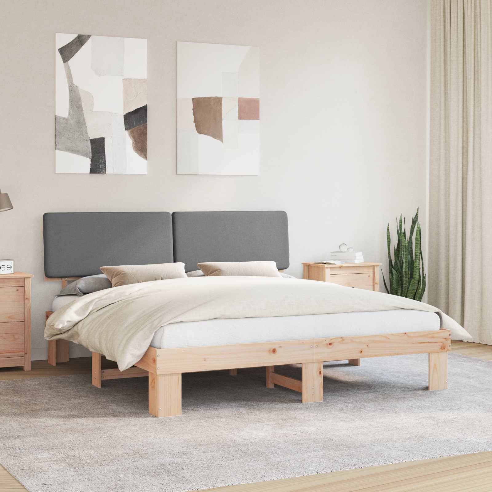 vidaXL Bettgestell mit gepolstertem Kopfteil Hellgrau 180 x 200 cm