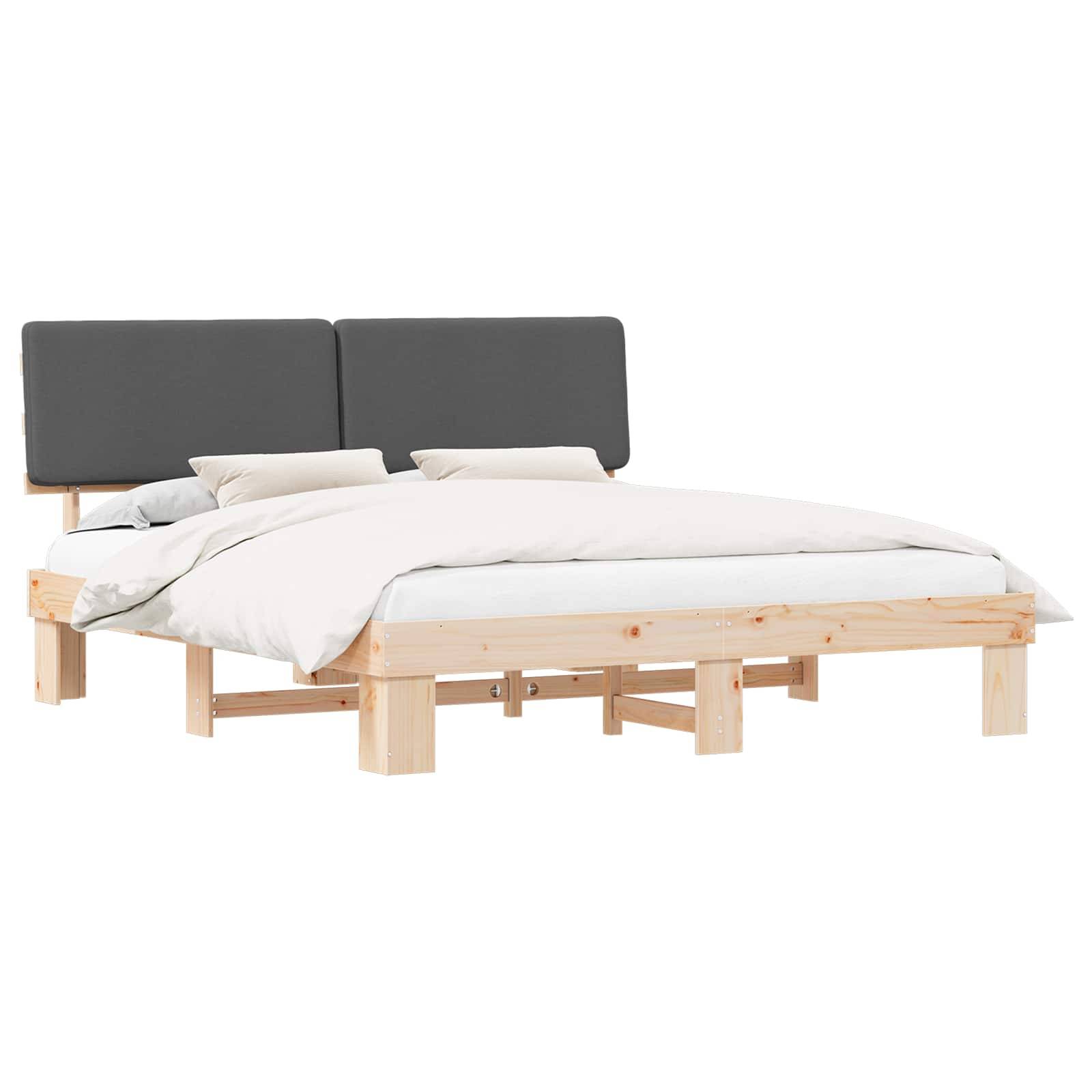 vidaXL Bettgestell mit gepolstertem Kopfteil Dunkelgrau 180 x 200 cm