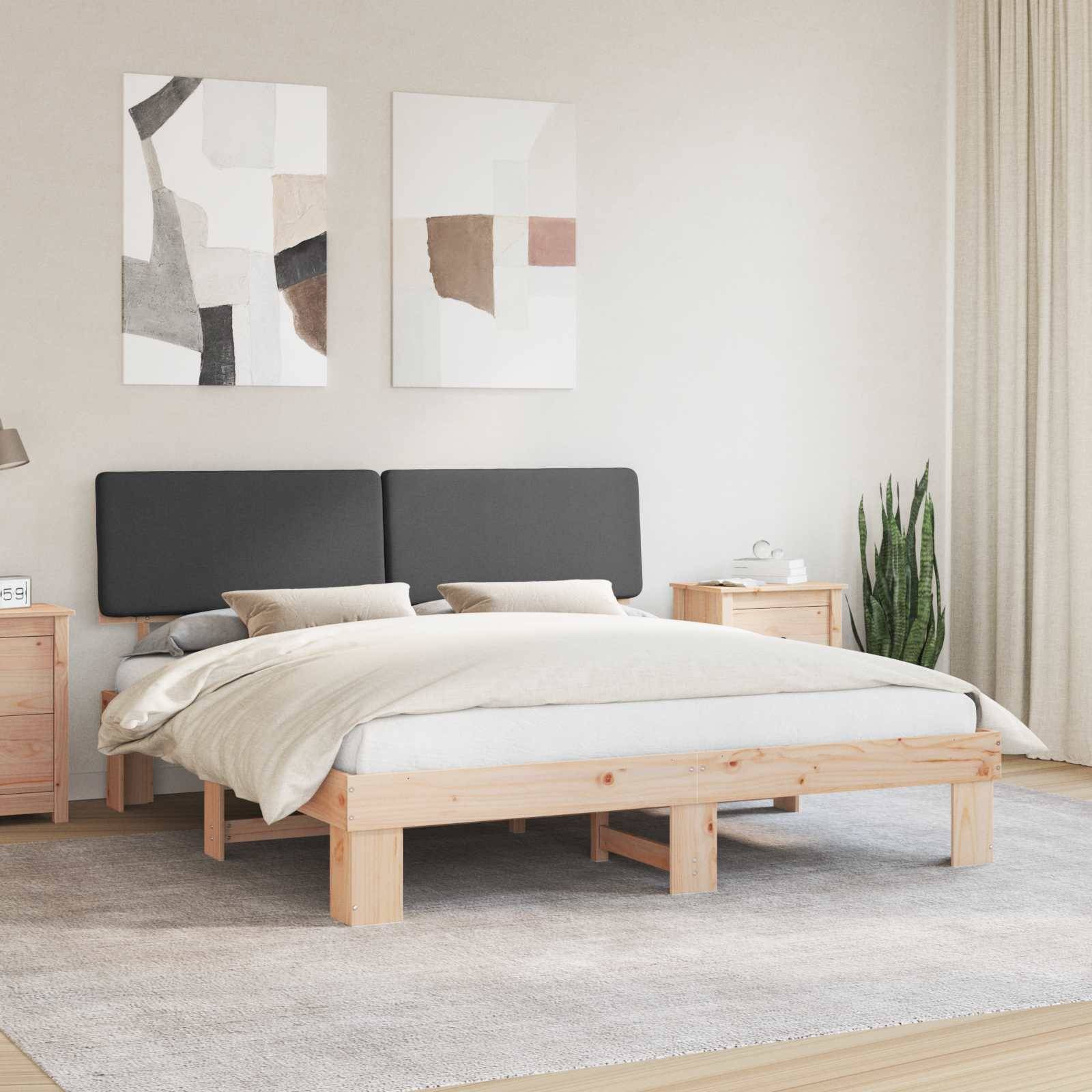 vidaXL Bettgestell mit gepolstertem Kopfteil Dunkelgrau 180 x 200 cm